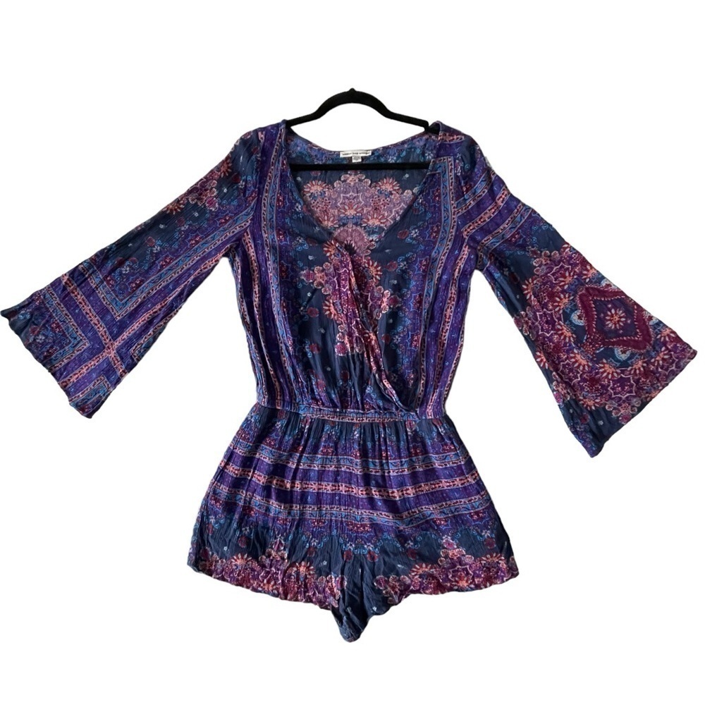 American Eagle Outfitter's boho hippie bell sleeve floral romper in size small